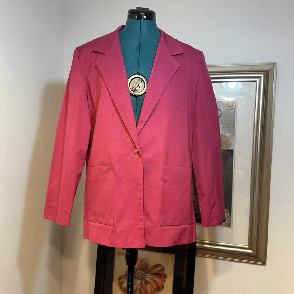 Vintage David Brooks LTD Women’s Pink Unlined Pockets Blazer Jacket Size 16